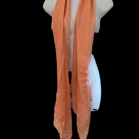 GORGEOUS ORANGE LONG COTTON SCARF BY THE FLAWSOME WOMAN. - Picture 3 of 3